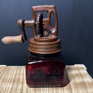 Vintage Red Glass Butter Churn